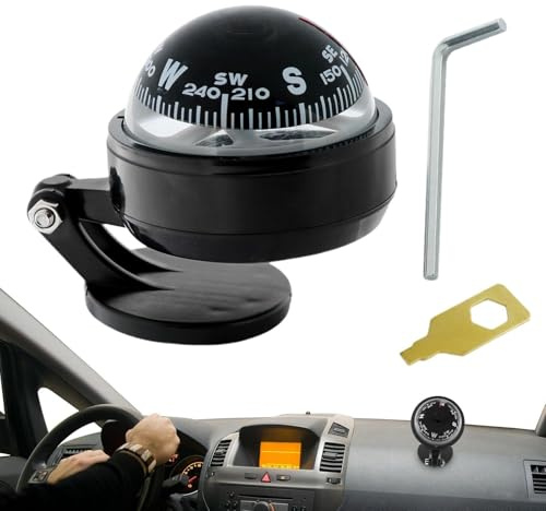 Boussole de Voiture - Boule adhésive Transparente pour Une Navigation Facile - Guide de Direction pour Voitures, camions, SUV et Bateaux - Accessoire de Voyage fiable pour Les Voyages