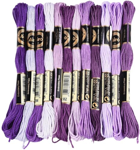 CABODYALS 12 matassa 6 fili Filo Da Ricamo Viola Poliestere Sfumato Braccialetto Dells'Amicizia Filo per Punto Croce Variegato colonneto Sfuso per Cucito A Mano Braccialetti Gioielli Artigianato Magli