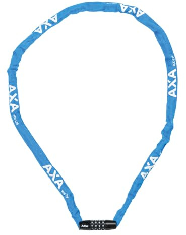 AXA Rigid RCC 120 – Kettenschloss mit Code – 120 cm lang – Stahlglieder 3,5 mm – Sicherheitsstufe 3 – Schutzhülle – Blau