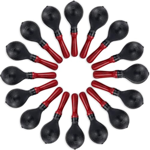 Boao 16 Pcs Maracas for Adults Bulk 10.2 Inch Durable Percussion Instrument Rumba Hand Shakers Musical Maracas with ABS Plastic Shells and Wooden Handles Clear Rhythm for Music Parties Performance