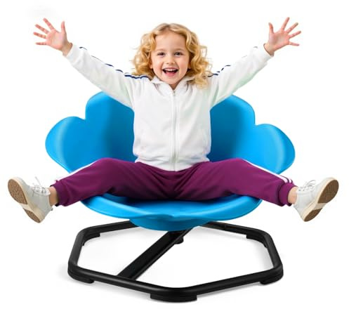 VEVOR Sedia Girevole Sensoriale per Bambini, Capacità di 100 kg, a Forma di Cilindro in Metallo Antiscivolo, Sedile per Sedersi e Girare per Coordinazione, Equilibrio e Concentrazione, Blu
