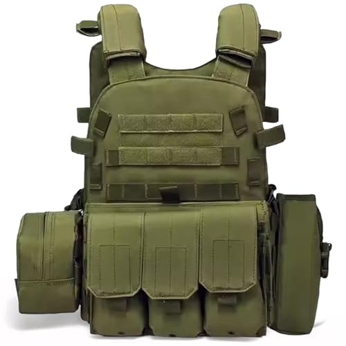 Jorzer Gilet Airsoft, Gilet de Paintball réglable pour l'entraînement, la sécurité de la Police, la Chasse, Les Articles Sport Vert armée.