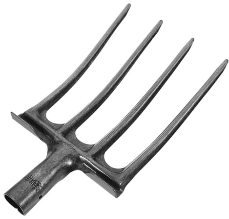 CIMAXIC Fourche en Acier Ameublissement du Sol et Préparation des Champs pour Jardinage Agricole à 4 Dents Fourche Robuste Argentée pour Gingembre et Oignons