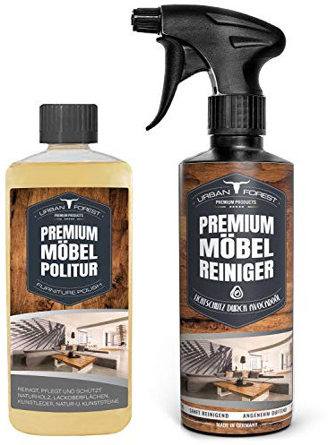 Limpiador de muebles prémium, cuidado y limpieza de muebles, superficies de barniz, superficies de plástico, cuero sintético, natural y piedras artificiales, superficies de piel, bosques urbanos