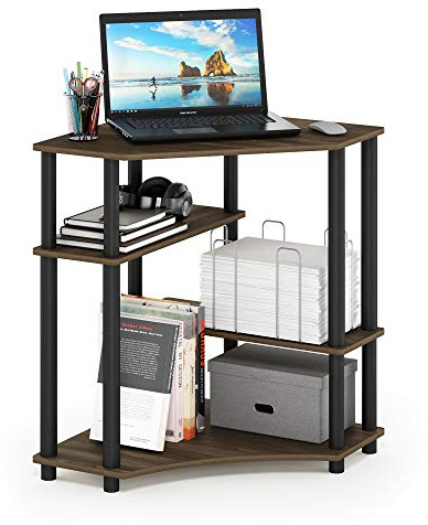 Furinno Turn-N-Tube Toolless Corner Desk, Gaming Desk, Columbia Walnut