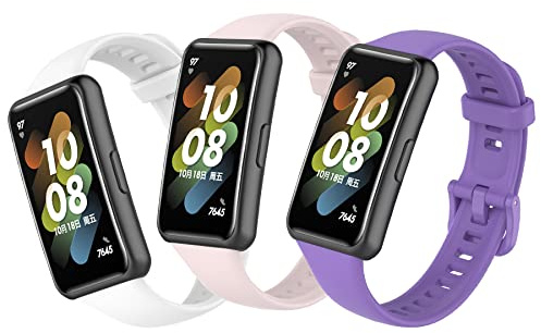 MIJOBS 3 st ersättningsband för Huawei Band 7 silikonarmband vattentäta sportband kompatibla med Huawei Band 7 Standard & Huawei Band 7 NFC Edition