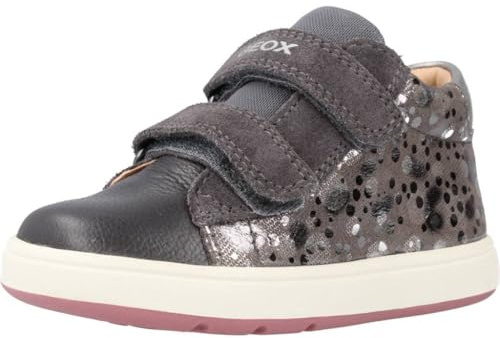 Geox B Biglia Girl C, Scarpe da ginnastica Bimba 0-24, Dk Grey Dk Silver, 18 EU