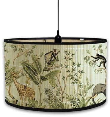 FANSU Abat-Jour en Bambou Classique Moderne Tambour Abat-jour, Remplacement Abat, Jour Fait à la Main, pour Lampe de Table, Suspension, Lampe de Chevet, Lampadaire (animal,30x20cm)