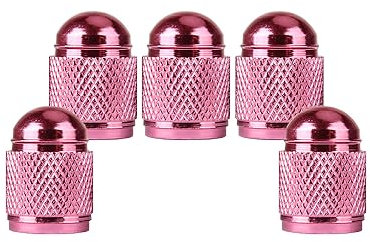 SENZEAL 5 Pezzi Tappi Valvole Pneumatici Bullet Stile Universale Tappino Gomme Auto in Alluminio Cappucci Delle Valvole per Biciclette Camion Moto Auto Rosa