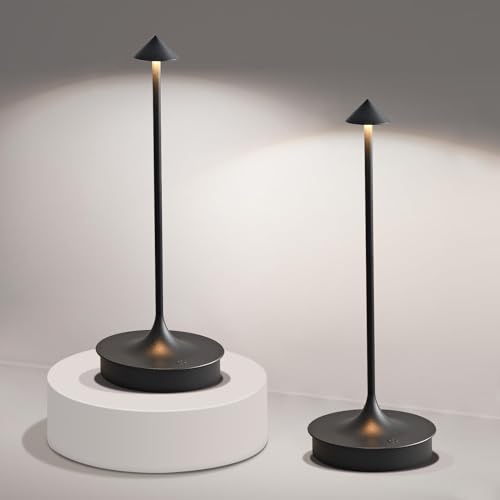 Leomix Kabellos LED Tischleuchte Kabellose Akku Tischlampe Aufladbar 4000mAh Tischlampe Touch Dimmbar Outdoor Tischlampe IP54 Wasserdicht für Restaurant/Bar/Garten/Balkon/Esstisch