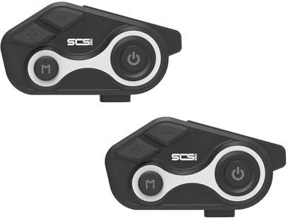 SCSETC Motorcycle Bluetooth Helmet Intercom Headset, 2 Riders 1000M Communication, IP67 Waterproof, Hands-Free Calling, Stereo Music, GPS Navigation, Dual Microphones, 1 Pack