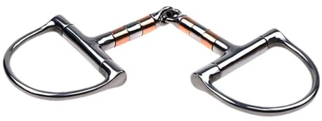 Qizeroty Trensengebiss D-Ring,D-Ring-Pferdegebiss | Pferdemaul-Trensengebiss mit Kupfer-Rollmaul | D-Ring-Trensengebiss, eingelenkiges Pferdegebiss, professionelles Ring-Trensengebiss für