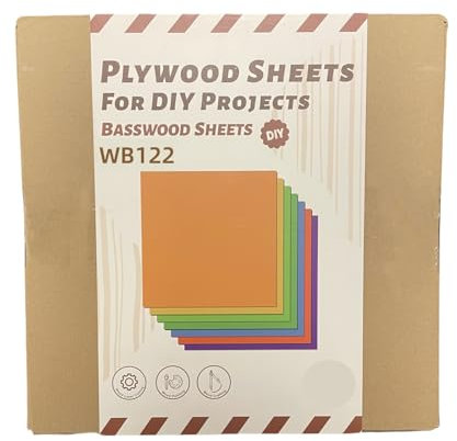 ROWOOD Lot de 7 plaques de contreplaqué pré-colorées 305 x 305 x 3 mm pour modélisme, bricolage, gravure laser, combustion du bois