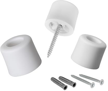 LouMaxx Lot de 3 butoir caoutchouc à visser pour sol - 3 pièces en blanc - butoir porte pour montage au sol - Protection idéale avec butée de porte