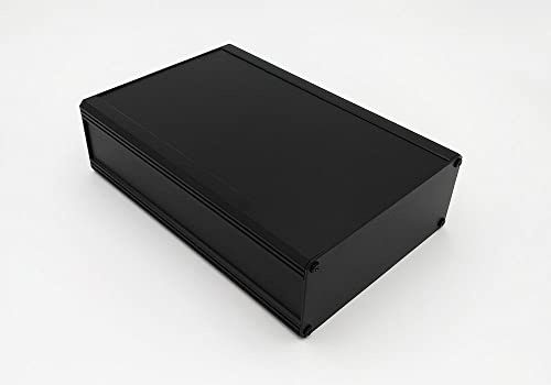 Cheval Multipurpose Aluminum Enclosure Heatsink DIY Project Box (Aluminum and Aluminum extrude Enclosure with Mount bar (2U) 86 x 200 x 300 mm.), Black
