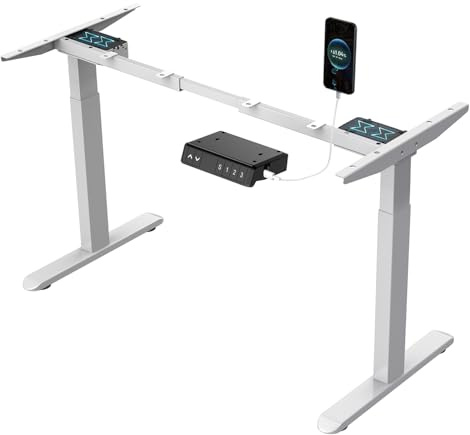 AIMEZO Electric Height Adjustable Standing Desk Frame, Stand Up Desk Capacity Load 120kg with Memory Smart Pannel Collision Protection | White Frame Only