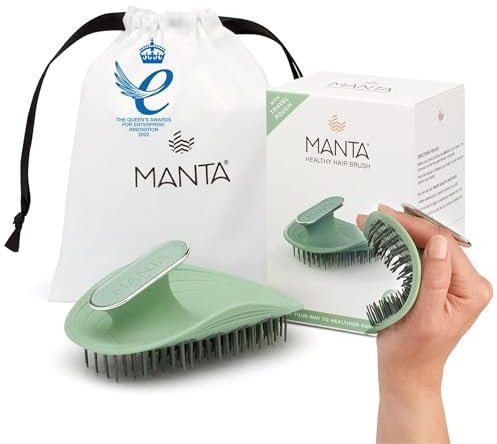 Manta Haarbürste ohne Ziepen, Kopfhaut Massagebürste, fördert gesundes Haarwachstum und Durchblutung, Entwirrbürste, für Lockiges und Glattes Haar, Shampoo Bürste, Kopfhautbürste, Grün
