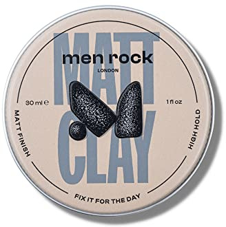 Men Rock Mattes Haar-Clay - Starker Halt, Mattes Finish, für Voluminöse Frisuren, mit Kakaobutter, Sonnenblumen- & Mandelöl, 30ml