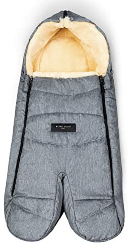WERNER CHRIST BABY, Lammfell-Fußsack WARTH – warmer Kinderwagen-Fußsack aus medizinischem Fell für den Winter, für Buggys mit getrennten Beinen oder fixen Mittelsteg, ab. 6-36 Monate, in farbe grigio
