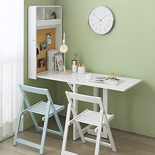 Oldpard Folding Wall Mounted Desk and Dining Table | Foldaway Table for Kitchen and Living Room | Heavy Duty Wall Mount Table (Fold out table, White)