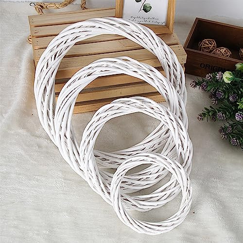 4PCS Natural Rattan Wreaths for DIY Craft, Front Door Wreaths for Summer/Spring, Wicker Wreath Ring for Thanksgiving Halloween Wall Decor, New Year Christmas Wreath Making Supplies, 15+20+30+40cm
