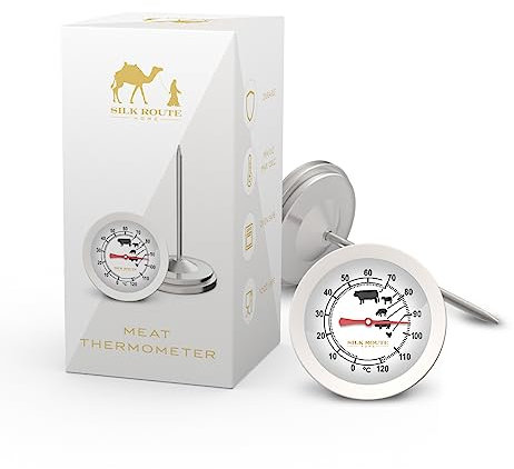 Silk Route Home Meat Thermometer Multi-Purpose Perfectly Cooked Meat Stainless Steel Internal Probe Analogue 11.5cm