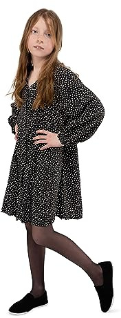 NOQ Collant da Ragazza 20 Denari Classico Semi-velato Scuola con Piede Morbido Balletto Danza Casual Durevole Tinta Unita Calze per Tutti i Giorni per Adolescenti Ala, Nero 152/158