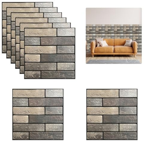Zfseyuh 10 Piezas Paneles de Pared 3D Autoadhesivos de Pared Ladrillos,Papel Pintado 3D Ladrillo,30x30 cm DIY Pegatina de Pared Espuma 3D para Dormitorio,Cocina,Salón