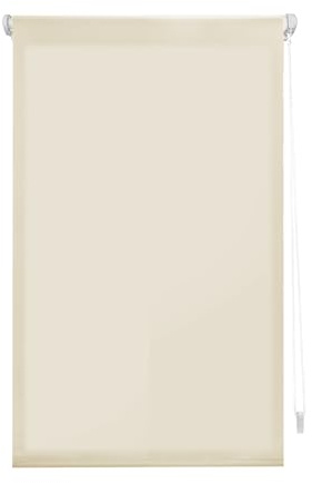 INTERBLIND | Estor Premium Enrollable EasyFix Translúcido Liso 37x180 cm (Ancho por Alto) - Estor Premium Montaje SIN Herramientas Medida Tela 34x175 cm - Estor Enrollable SIN TALADRAR Color BEIG