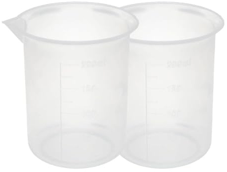TOP-VIGOR 2Pcs 200ml Plastic Measuring Cups, Transparent Lab Graduated Beakers Liquid Measuring Cups, Heat Resistant Measuring Jugs Mixing Cups for Baking Cooking Lab