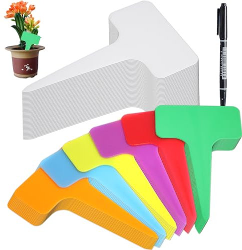 ZDNT 160 Pcs Etiquetas de Plantas,Etiquetas de plástico para plantas,Etiquetas de Plantas Reutilizable,Etiquetas Plantas Marcadores de Plástico en Forma de T,para Semillas,Flores,Verduras,10 x 6 cm