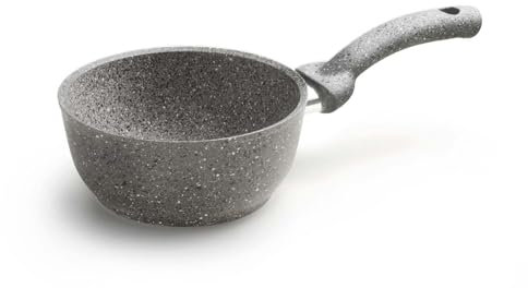 Pentolino Antiaderente - Casseruola Alta Ideale per Sughi e Pasta, Rivestimento in Pietra, Facile da Pulire, in Alluminio, 16cm, Made in Italy