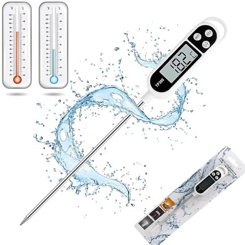 Digital Food Sugar Thermometer, Food Thermometer,Meat Probe Digital Thermometer, Instant Read Jam Thermometer Temperature Probe with Large LCD Screen℉/℃ Button for Hot Beverage, Grill,BBQ,Water, Milk