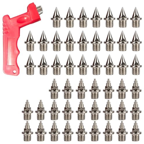 EIHI 50 Pièces Pointes Piste en Acier Inoxydable avec 1 Clé à Pointe Athlétisme, 2 styles pour s'adapter à différents scénarios Cross Country pour Chaussures de Sport Jogging Course à Pied