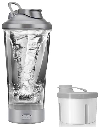 KOOSREEL Electric Protein Shaker Bottle, 16 oz Rechargeable Vortex Electric Mixer with Powder Storage Box, BPA Free, Shaker Cups for Protein Shakes & Meal Replacement Shakes