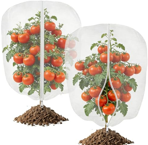 2er Pack Pflanzenschutznetz mit Reißverschluss & Kordelzug – 76x106cm Vogelschutznetz für Obstbäume, Gemüse & Beeren – Engmaschiges Insektenschutznetz, Kulturschutznetz, Pflanzenschutzhaube