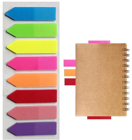 Marcadores de página, pestañas adhesivas de colores, banderas translúcidas en de A para marcar páginas, 8 colores, marcadores de página adhesivos, calcomanías fluorescentes para cuadernos,