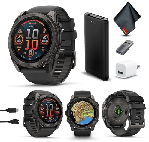Garmin Fenix 8 Sapphire GPS Smartwatch AMOLED 51mm (Carbon Gray) Bundle