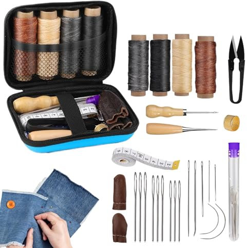 Kit de Herramientas para Cuero,Kit de Agujas de Coser a Mano, Lezna e | Suministros y Accesorios de Tapicería para Reparar Muebles y Sofás