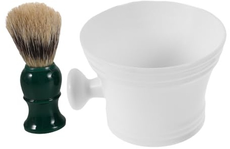 KOMBIUDA Kit Cuidado Barba Hombre Cuenco de Espuma de Afeitar Brocha de Afeitar para Uso Doméstico Viaje