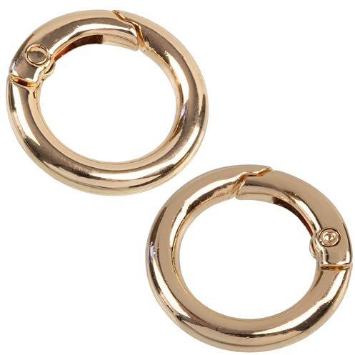 AERZETIX - Juego de 2 anillas redondas para bolso Ø25mm con cierre de resorte | bolsos de mano bandoleras costura manualidades proyectos DIY | color dorado | en metal