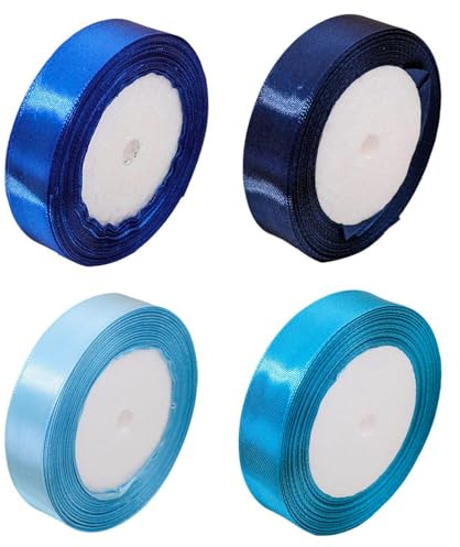 JDNFKG 4 Rotoli di Nastri in Poliestere, Nastri di Raso Semplici, Materiali per La Produzione di Fiocchi, Nastri per Confezioni Regalo, Nastri Decorativi.
