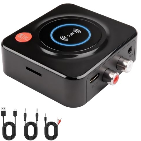 Ricevitore Bluetooth 5.1, adattatore audio ad alta fedeltà, compatibile con altoparlanti, canali Hi-FI,TV e auto, uscita 3.5 MM,connessione automatica, nero