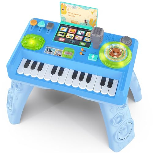 Baby DJ Table for Toddlers 1-3, Baby Musical Piano Toys 6-9-12-18 Months Toddler Activity Learning DJ Mixing Table with Music & Light, Educational Baby Toys for 1 Year Old Boy Girl Birthday Gift