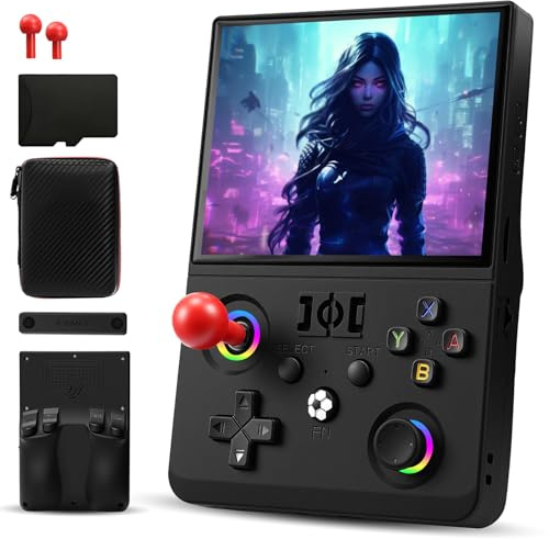 R36MAX Ⅱ Retro Handheld Game Console, 4.5 IPS HD Screen 1024*768 Retro Gaming Console with Detachable Joystick, 20,000+ Classic Games, 30+ Emulators, Protable Hand Held Video Games (Black)