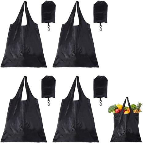Kinesgsg 4 Piezas Bolsas de Compra, Bolsas Compras Material de Tela Oxford, Bolsa Compras Plegable, Bolsass de La Compra con Bolsa Almacenamiento, para Viajes, Picnics, Caminatas, Campamentos