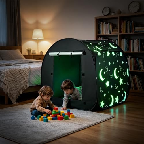 Normodic Sensory Tent, Blackout Sensory Tent for Kids, Pop Up Black Out Den for Autism, Calm Down Corner for Autistic Children Anxiety Relief with Travel Bag, Play and Relax Corner (Round)