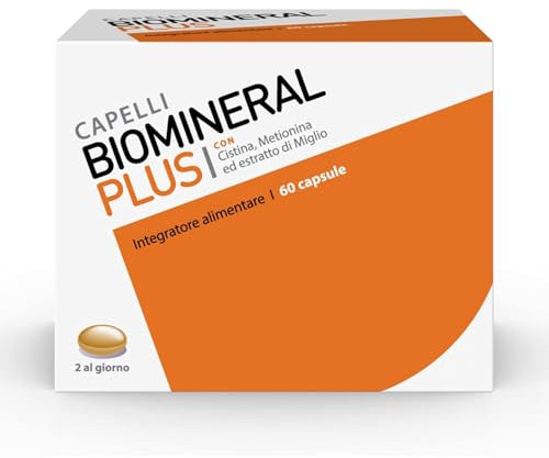 Biomineral Plus Capelli, 60 Compresse, Integratore per Capelli con Cistina, Metionina, Biotina ed estratto di Miglio