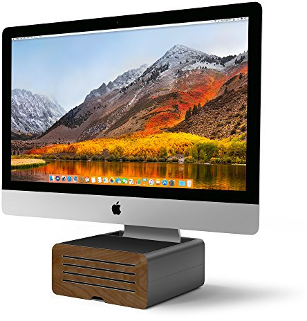 Twelve South HiRise Pro Monitorständer für iMac/Bildschirme Höhenverstellbarer Bildschirmständer mit Stauraum, doppelseitige Vorderseite und Ledereinlage