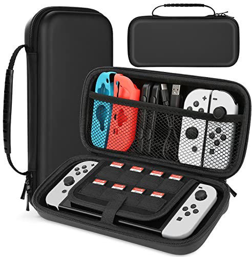 HEYSTOP Switch OLED Tasche Kompatibel mit Nintendo Switch, Nintendo Switch/Switch OLED Tragetasche mit Mehr Platz, Schutzhülle Hülle Case für Nintendo Switch/Switch OLED Zubehör,Schwarz